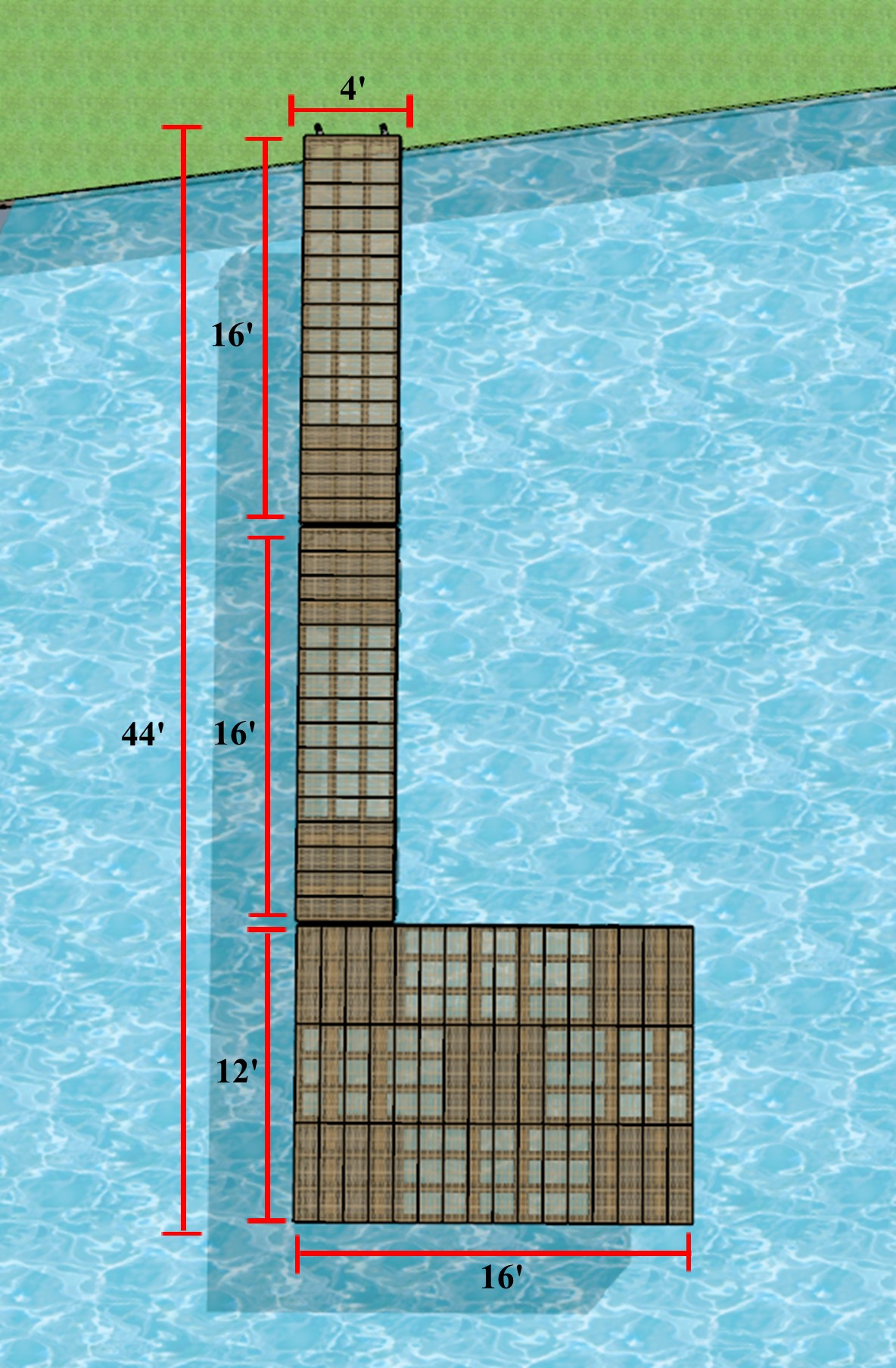 Ensemble de quais 4'x16' Semi-Flottant, 4'x16' Flottant et 12'x16' Flottant Heavy Duty - Revêtement Thruflow - TFP