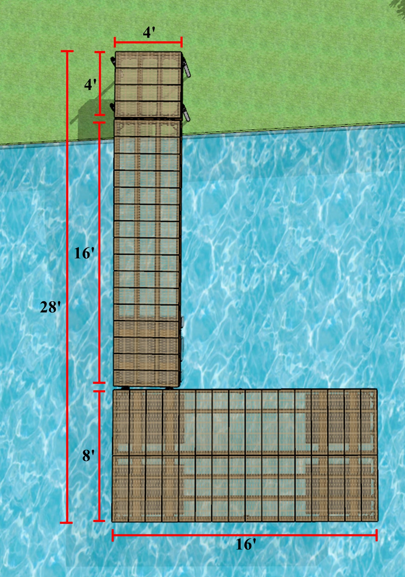 Ensemble de quais 4'x4' Fixe, 4'x16' Semi-Flottant et 8'x16' Flottant Heavy Duty - Revêtement Thruflow - TFP